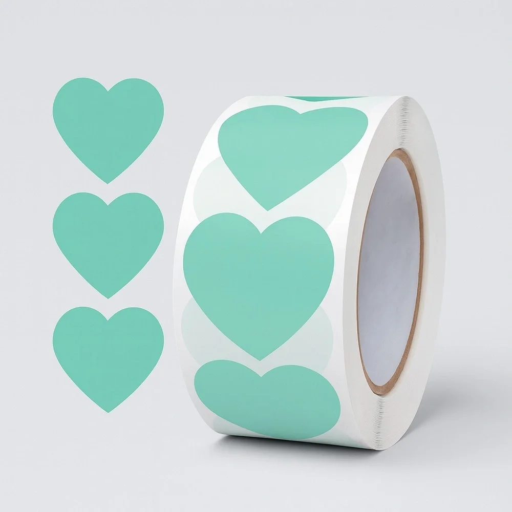 Roll Aqua Heart Stickers Self-Adhesive Cute Style Love Pattern STICKER